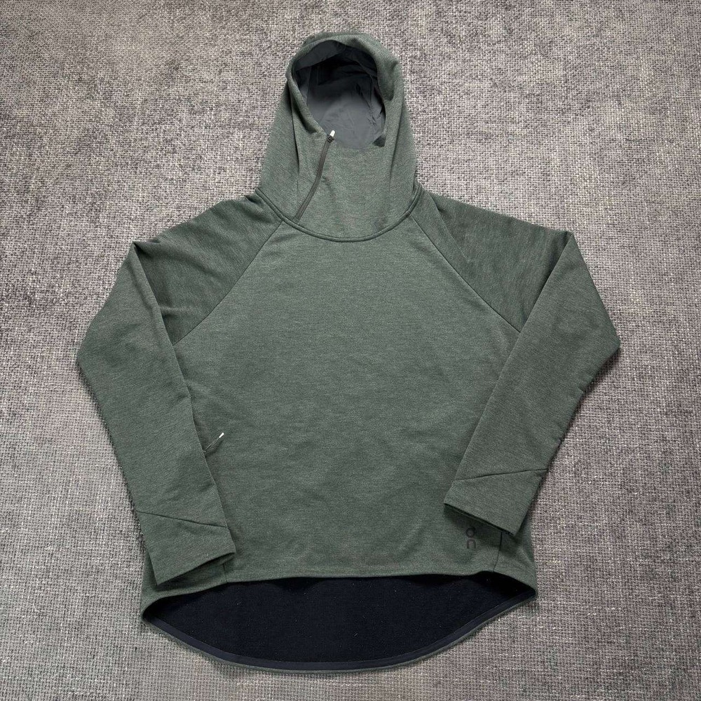 On Cloud Hoodie Womens L Green Asymmetrical Zip Athleisure Pullover